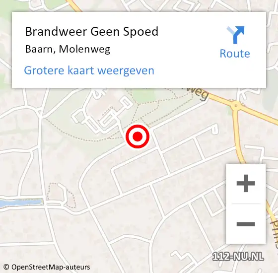 Locatie op kaart van de 112 melding: Brandweer Geen Spoed Naar Baarn, Molenweg op 20 mei 2020 11:02