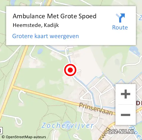 Locatie op kaart van de 112 melding: Ambulance Met Grote Spoed Naar Heemstede, Kadijk op 20 mei 2020 11:23