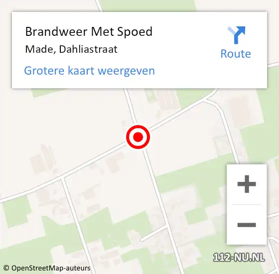 Locatie op kaart van de 112 melding: Brandweer Met Spoed Naar Made, Dahliastraat op 20 mei 2020 13:12