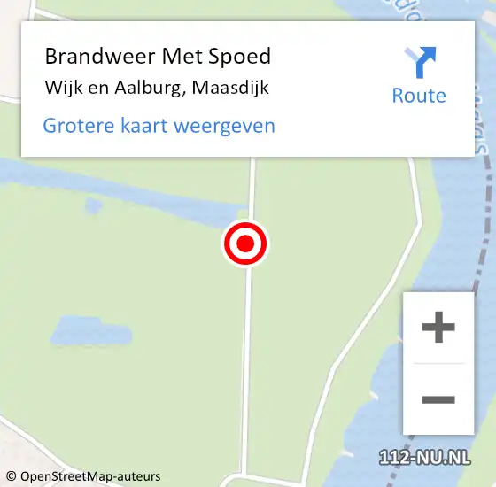 Locatie op kaart van de 112 melding: Brandweer Met Spoed Naar Wijk en Aalburg, Maasdijk op 20 mei 2020 13:34