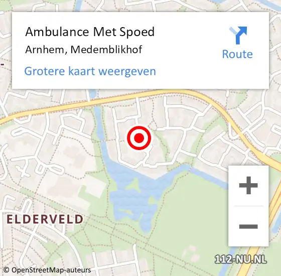 Locatie op kaart van de 112 melding: Ambulance Met Spoed Naar Arnhem, Medemblikhof op 20 mei 2020 14:30