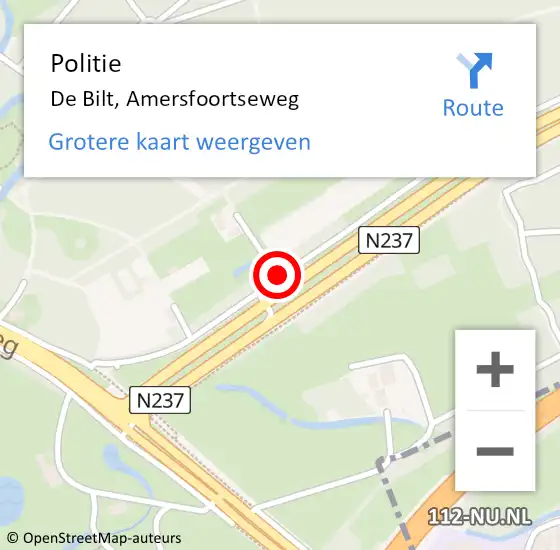 Locatie op kaart van de 112 melding: Politie De Bilt, Amersfoortseweg op 20 mei 2020 14:39