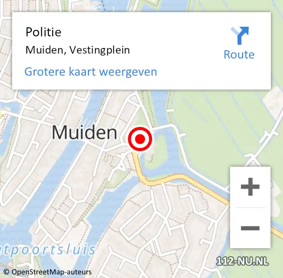 Locatie op kaart van de 112 melding: Politie Muiden, Vestingplein op 20 mei 2020 15:04