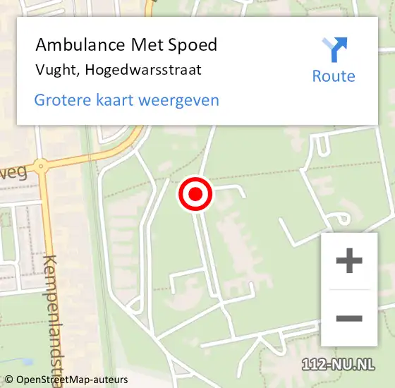 Locatie op kaart van de 112 melding: Ambulance Met Spoed Naar Vught, Hogedwarsstraat op 20 mei 2020 15:13