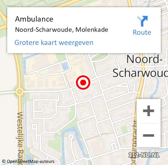 Locatie op kaart van de 112 melding: Ambulance Noord-Scharwoude, Molenkade op 20 mei 2020 15:14