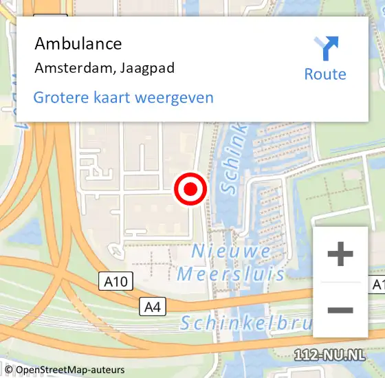 Locatie op kaart van de 112 melding: Ambulance Amsterdam, Jaagpad op 20 mei 2020 15:53