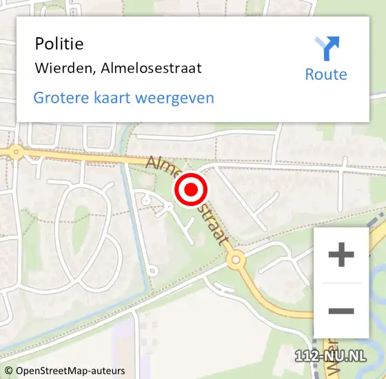 Locatie op kaart van de 112 melding: Politie Wierden, Almelosestraat op 20 mei 2020 15:53