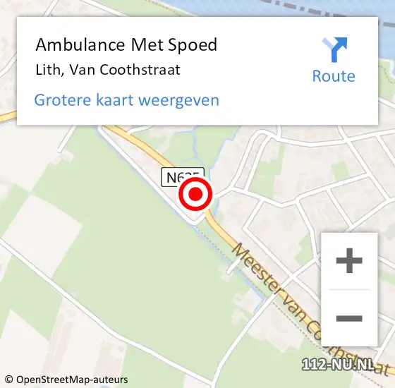 Locatie op kaart van de 112 melding: Ambulance Met Spoed Naar Lith, Van Coothstraat op 20 mei 2020 16:18