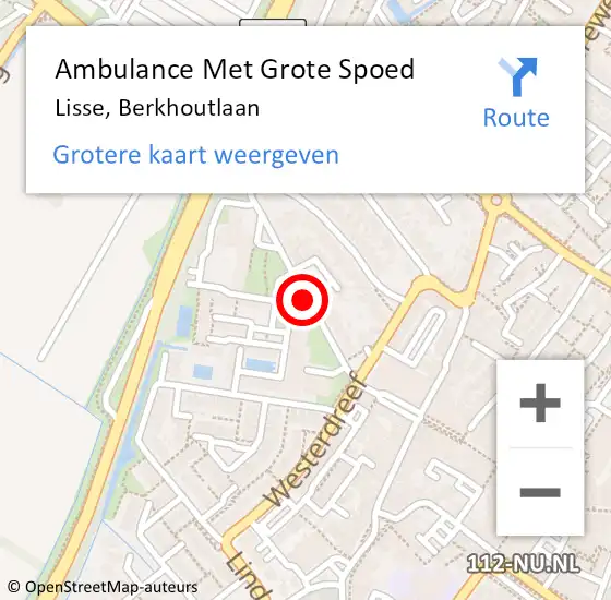 Locatie op kaart van de 112 melding: Ambulance Met Grote Spoed Naar Lisse, Berkhoutlaan op 20 mei 2020 16:35