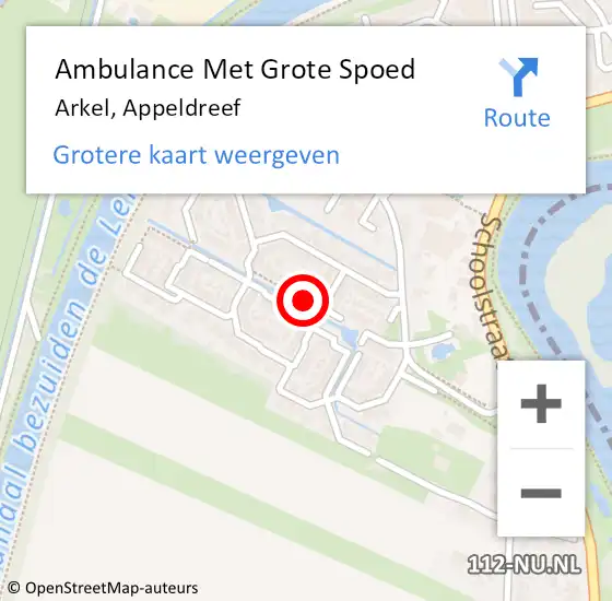 Locatie op kaart van de 112 melding: Ambulance Met Grote Spoed Naar Arkel, Appeldreef op 20 mei 2020 17:31