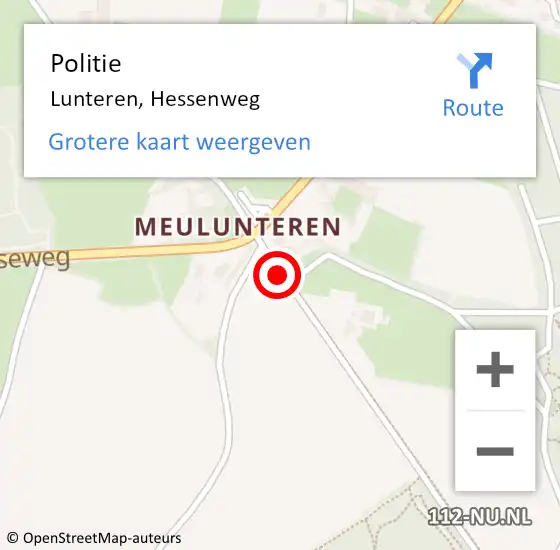 Locatie op kaart van de 112 melding: Politie Lunteren, Hessenweg op 20 mei 2020 17:33