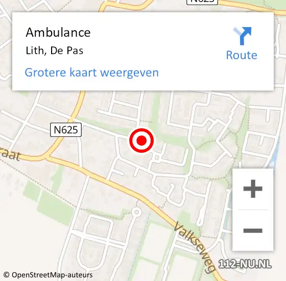 Locatie op kaart van de 112 melding: Ambulance Lith, De Pas op 20 mei 2020 17:41