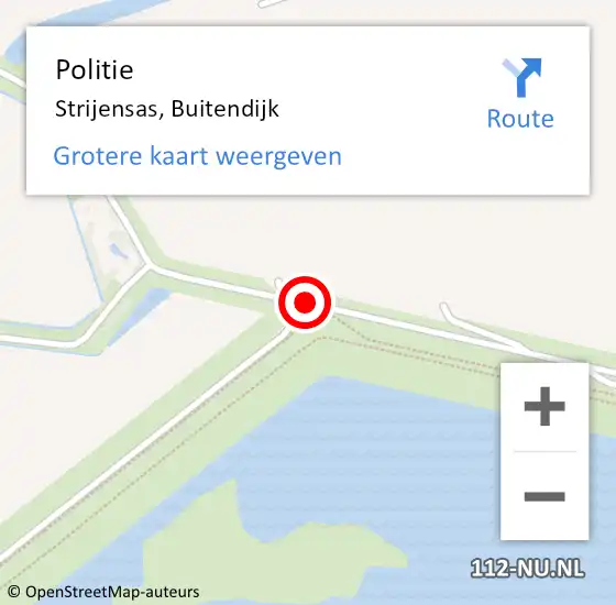 Locatie op kaart van de 112 melding: Politie Strijensas, Buitendijk op 20 mei 2020 17:42