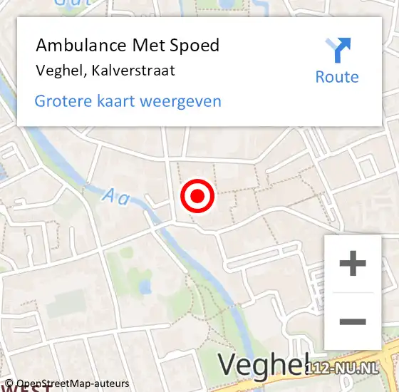 Locatie op kaart van de 112 melding: Ambulance Met Spoed Naar Veghel, Kalverstraat op 20 mei 2020 17:45