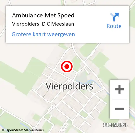 Locatie op kaart van de 112 melding: Ambulance Met Spoed Naar Vierpolders, D C Meeslaan op 20 mei 2020 18:04