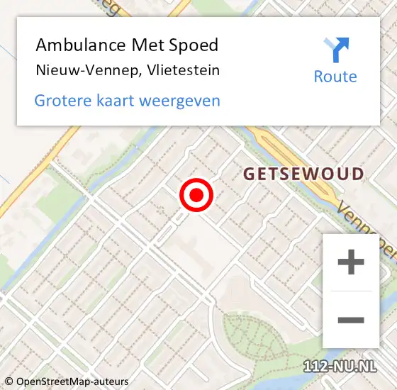 Locatie op kaart van de 112 melding: Ambulance Met Spoed Naar Nieuw-Vennep, Vlietestein op 20 mei 2020 18:42