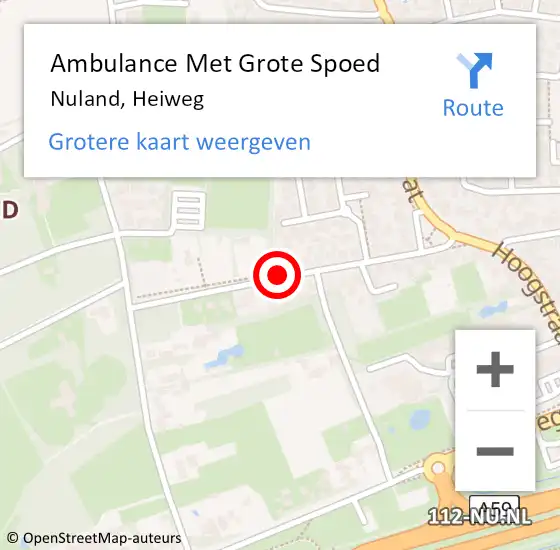 Locatie op kaart van de 112 melding: Ambulance Met Grote Spoed Naar Nuland, Heiweg op 20 mei 2020 19:54