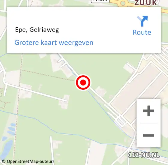 Locatie op kaart van de 112 melding:  Epe, Gelriaweg op 20 mei 2020 20:09