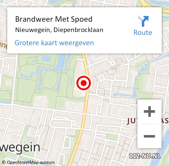 Locatie op kaart van de 112 melding: Brandweer Met Spoed Naar Nieuwegein, Diepenbrocklaan op 20 mei 2020 20:10