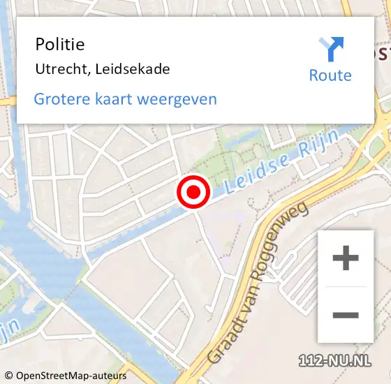 Locatie op kaart van de 112 melding: Politie Utrecht, Leidsekade op 20 mei 2020 20:22