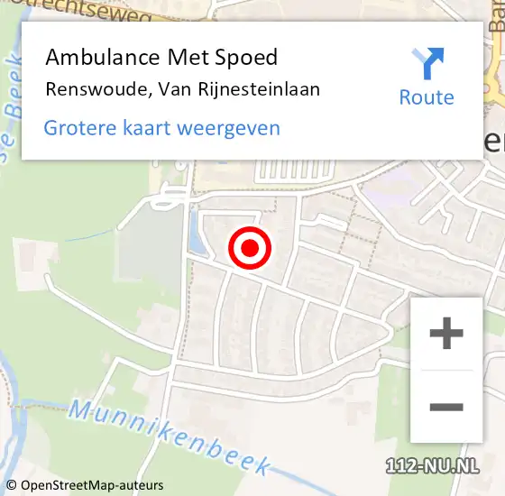 Locatie op kaart van de 112 melding: Ambulance Met Spoed Naar Renswoude, Van Rijnesteinlaan op 7 mei 2014 10:33