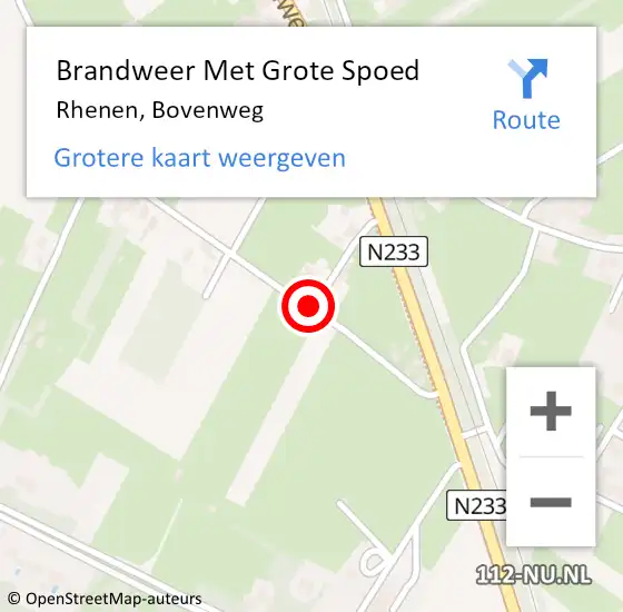 Locatie op kaart van de 112 melding: Brandweer Met Grote Spoed Naar Rhenen, Bovenweg op 20 mei 2020 22:15