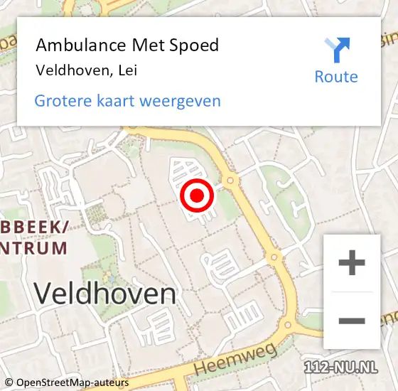 Locatie op kaart van de 112 melding: Ambulance Met Spoed Naar Veldhoven, Lei op 21 mei 2020 00:09