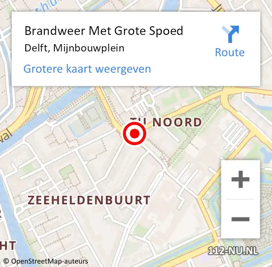 Locatie op kaart van de 112 melding: Brandweer Met Grote Spoed Naar Delft, Mijnbouwplein op 21 mei 2020 00:13