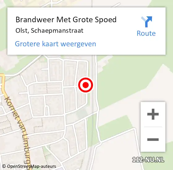 Locatie op kaart van de 112 melding: Brandweer Met Grote Spoed Naar Olst, Schaepmanstraat op 1 oktober 2013 08:18