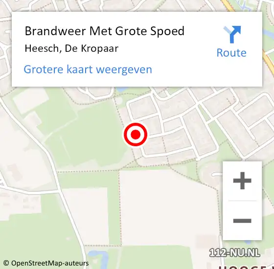 Locatie op kaart van de 112 melding: Brandweer Met Grote Spoed Naar Heesch, De Kropaar op 21 mei 2020 08:28