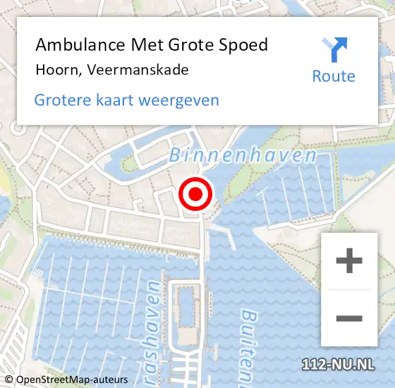 Locatie op kaart van de 112 melding: Ambulance Met Grote Spoed Naar Hoorn Nh, Veermanskade op 7 mei 2014 11:08