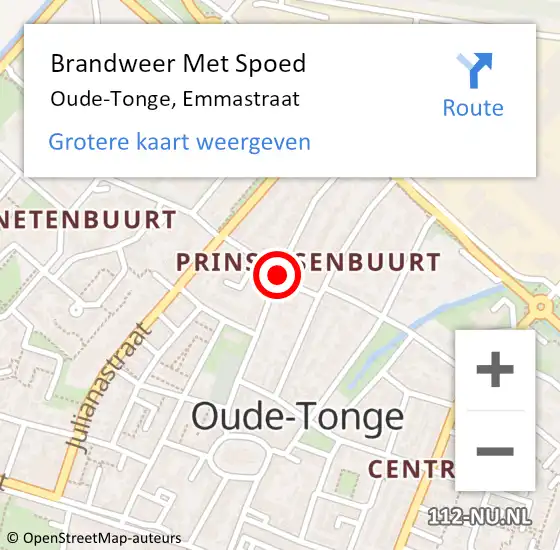 Locatie op kaart van de 112 melding: Brandweer Met Spoed Naar Oude-Tonge, Emmastraat op 21 mei 2020 11:12