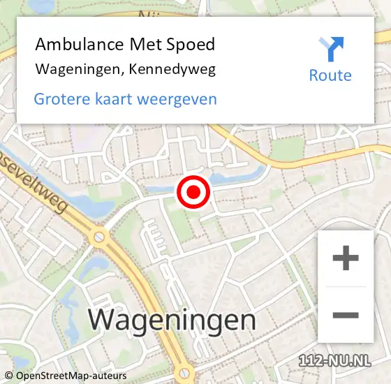 Locatie op kaart van de 112 melding: Ambulance Met Spoed Naar Wageningen, Kennedyweg op 21 mei 2020 11:38