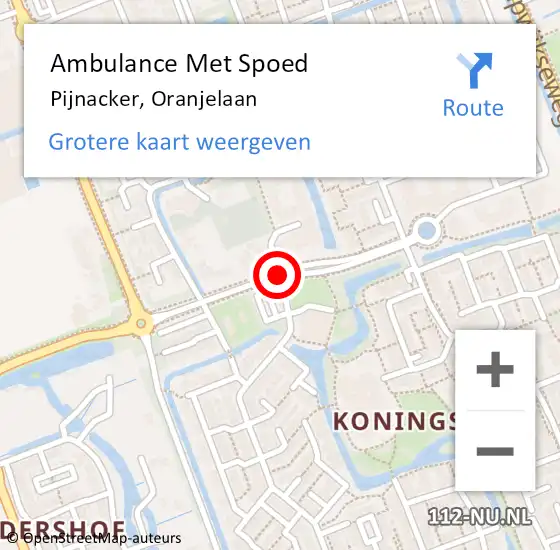 Locatie op kaart van de 112 melding: Ambulance Met Spoed Naar Pijnacker, Oranjelaan op 21 mei 2020 11:54