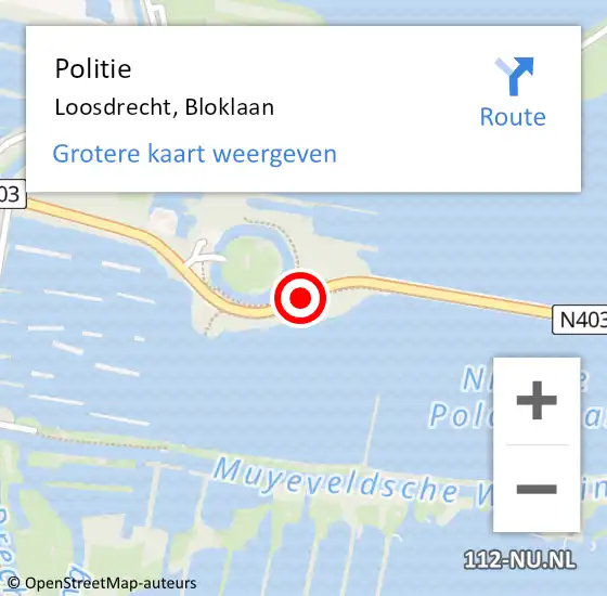 Locatie op kaart van de 112 melding: Politie Loosdrecht, Bloklaan op 21 mei 2020 12:07