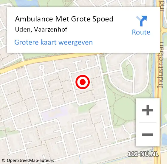 Locatie op kaart van de 112 melding: Ambulance Met Grote Spoed Naar Uden, Vaarzenhof op 21 mei 2020 12:21