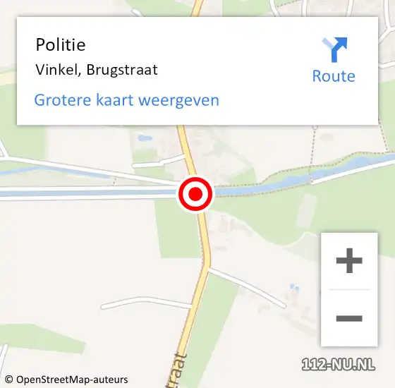 Locatie op kaart van de 112 melding: Politie Vinkel, Brugstraat op 21 mei 2020 12:35