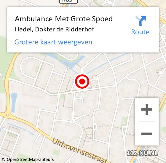 Locatie op kaart van de 112 melding: Ambulance Met Grote Spoed Naar Hedel, Dokter de Ridderhof op 21 mei 2020 13:04