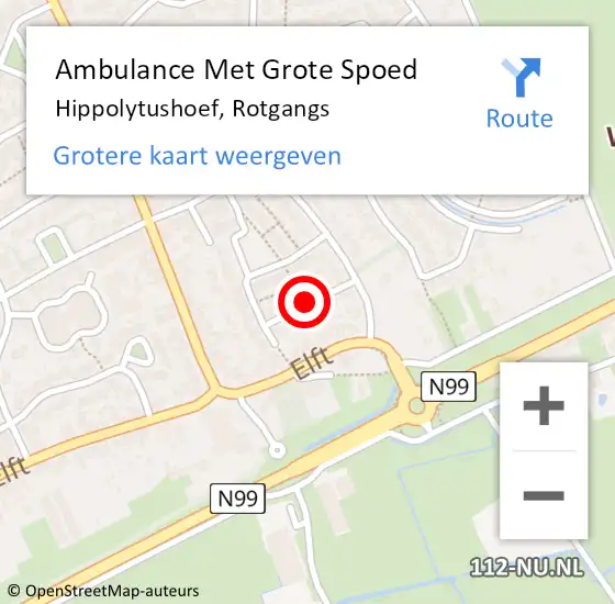 Locatie op kaart van de 112 melding: Ambulance Met Grote Spoed Naar Hippolytushoef, Rotgangs op 21 mei 2020 13:47