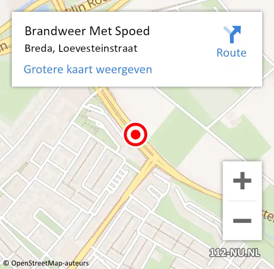 Locatie op kaart van de 112 melding: Brandweer Met Spoed Naar Breda, Loevesteinstraat op 21 mei 2020 13:50