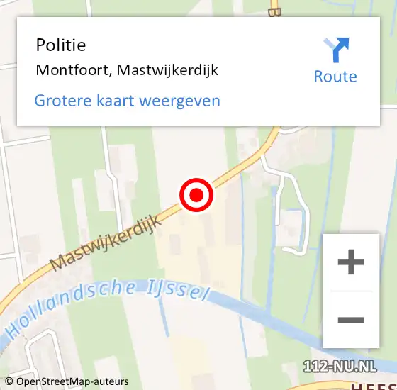 Locatie op kaart van de 112 melding: Politie Montfoort, Mastwijkerdijk op 21 mei 2020 13:50