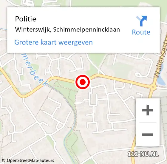 Locatie op kaart van de 112 melding: Politie Winterswijk, Schimmelpennincklaan op 21 mei 2020 14:09