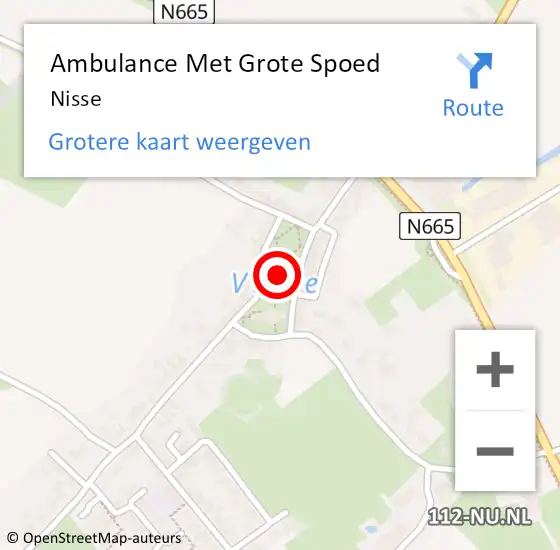 Locatie op kaart van de 112 melding: Ambulance Met Grote Spoed Naar Nisse op 21 mei 2020 14:27