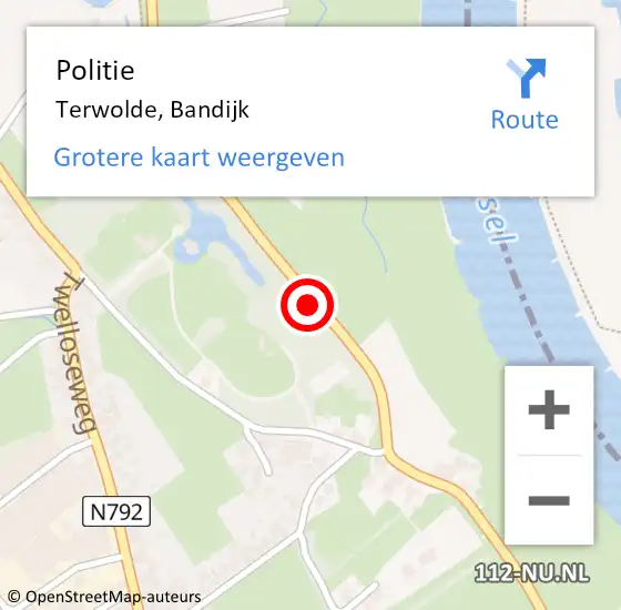 Locatie op kaart van de 112 melding: Politie Terwolde, Bandijk op 21 mei 2020 14:56