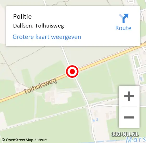 Locatie op kaart van de 112 melding: Politie Dalfsen, Tolhuisweg op 21 mei 2020 15:03