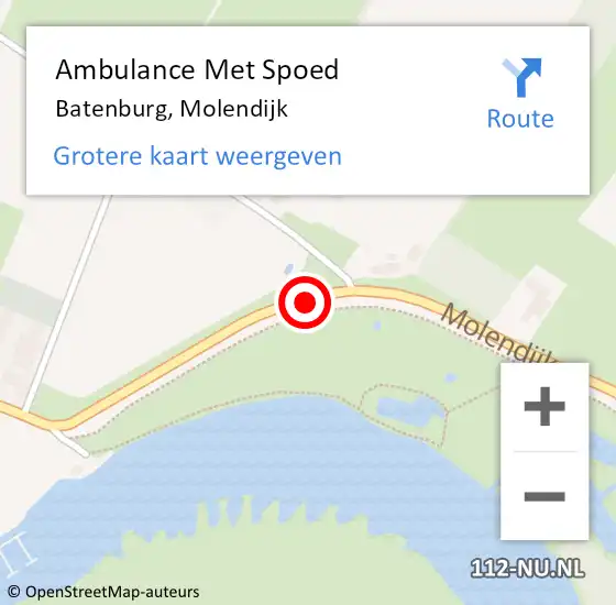 Locatie op kaart van de 112 melding: Ambulance Met Spoed Naar Batenburg, Molendijk op 21 mei 2020 16:01