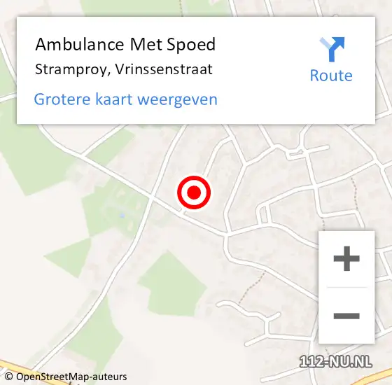 Locatie op kaart van de 112 melding: Ambulance Met Spoed Naar Stramproy, Vrinssenstraat op 21 mei 2020 16:24