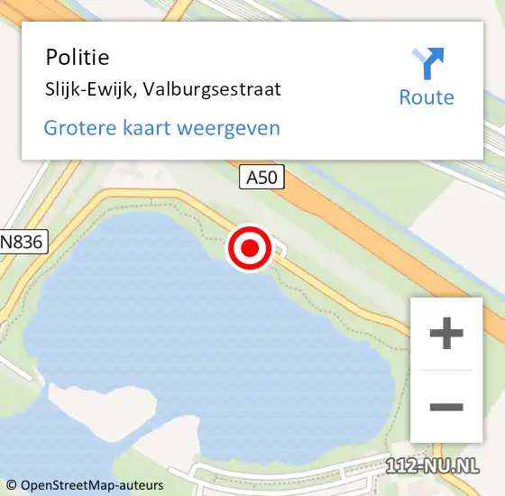Locatie op kaart van de 112 melding: Politie Slijk-Ewijk, Valburgsestraat op 21 mei 2020 16:30