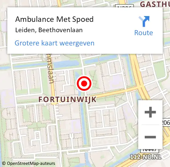 Locatie op kaart van de 112 melding: Ambulance Met Spoed Naar Leiden, Beethovenlaan op 21 mei 2020 16:30