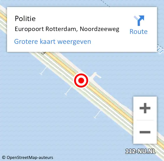 Locatie op kaart van de 112 melding: Politie Europoort Rotterdam, Noordzeeweg op 21 mei 2020 16:39